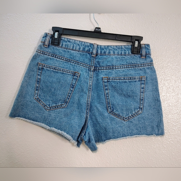 Forever 21 Denim Shorts American Flag Pockets booty Blue Jean Patriotic Sz 27 - Picture 9 of 10